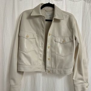 Aritzia (Wilfred) White Vegan Leather Shirt Jacket
